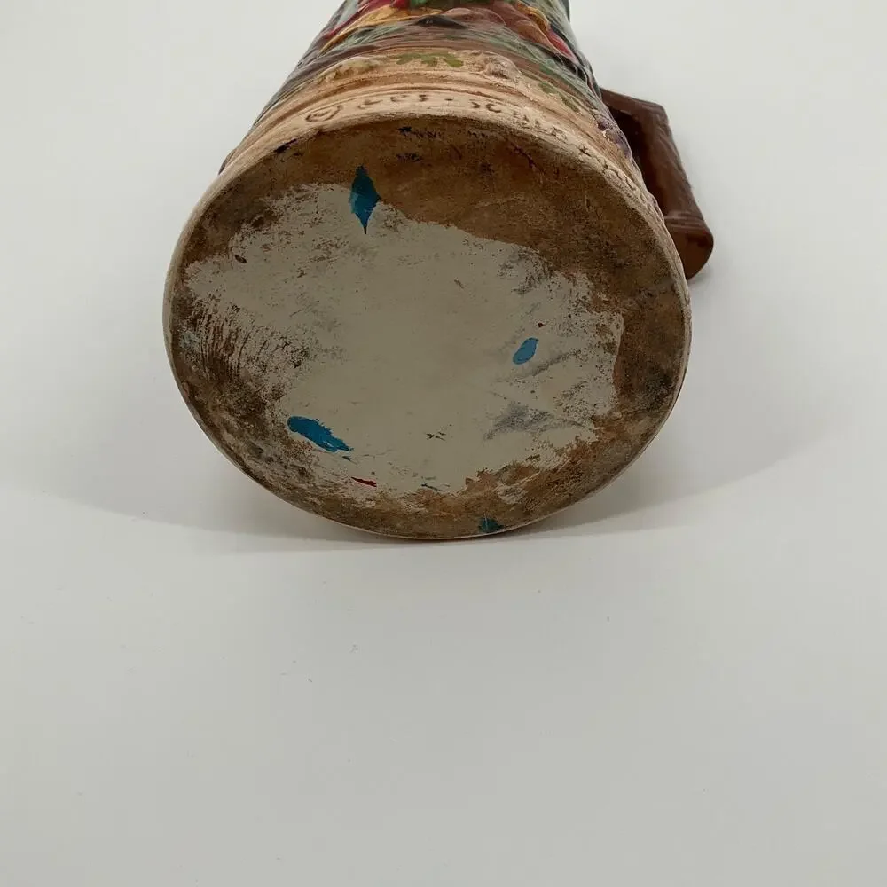 Vintage Beer Stein Les Schirz Kurhaus German Style Raised Relief Folk Ceramic